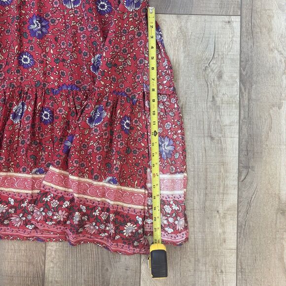 Hayden Women Red Floral Maxi Dress Size L Boho Gypsy Hippie Festival Cottagecore - Picture 12 of 13